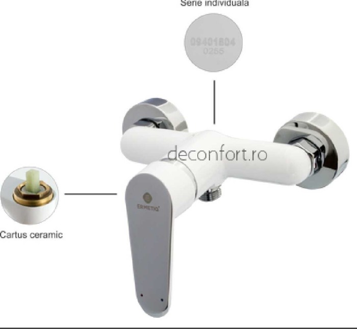 Baterie cabina dus Ermetiq alba accesorii dus incluse cartus ceramic [2]