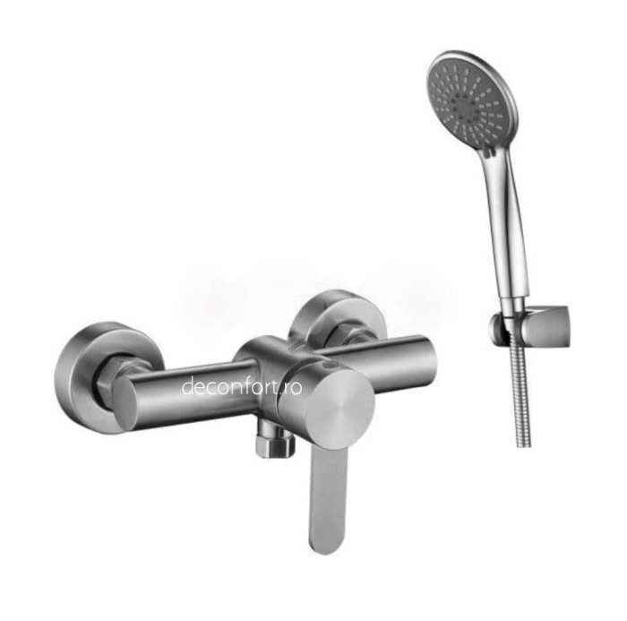 Baterie cabina dus inox STEEL cu furtun si para dus incluse, aspect satinat [2]
