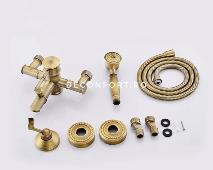 Baterie cada bronz antichizat aspect bambus set dus inclus Soweto [3]