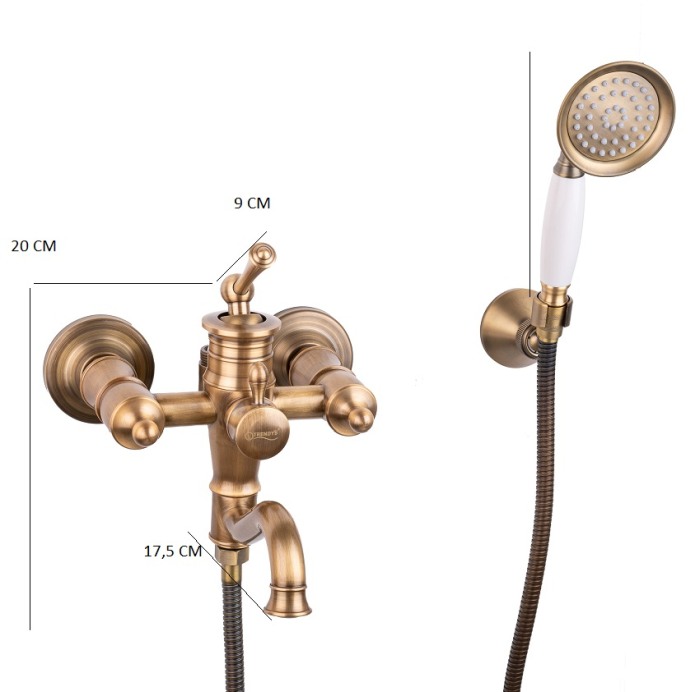 Baterie cada bronz antichizat cu set dus Lavory [2]