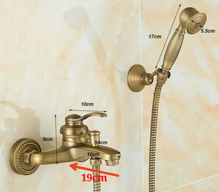 Baterie cada bronz antichizt cu furtun si para dus Kano [2]