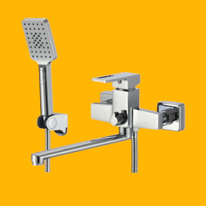 Baterie cada dus cromata rectangulara pipa lunga [3]