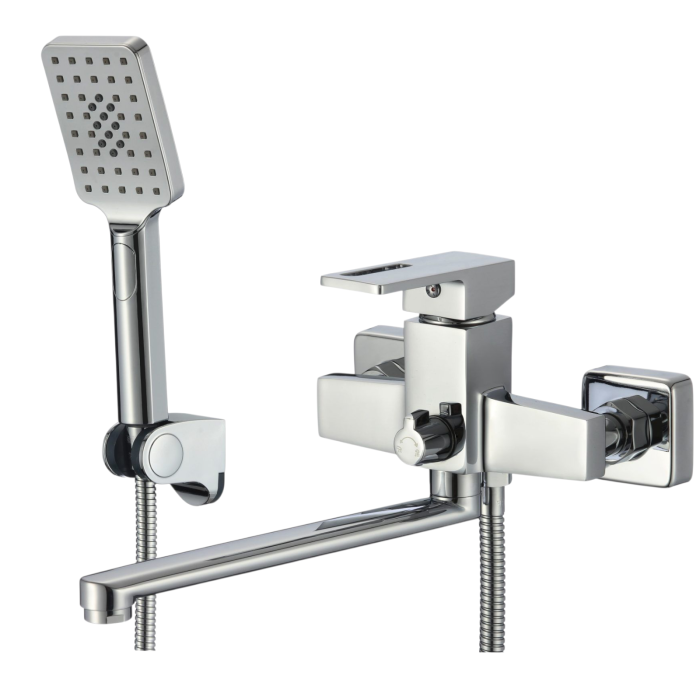 Baterie cada dus cromata rectangulara pipa lunga [1]