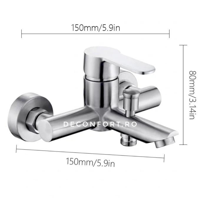 Baterie cada inox Starke furtun para dus si suport perete inclus aspect crom satinat [3]