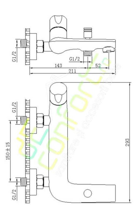 Baterie cada LYRA culoare neagra doua functii dus para furtun si suport perete incluse [4]