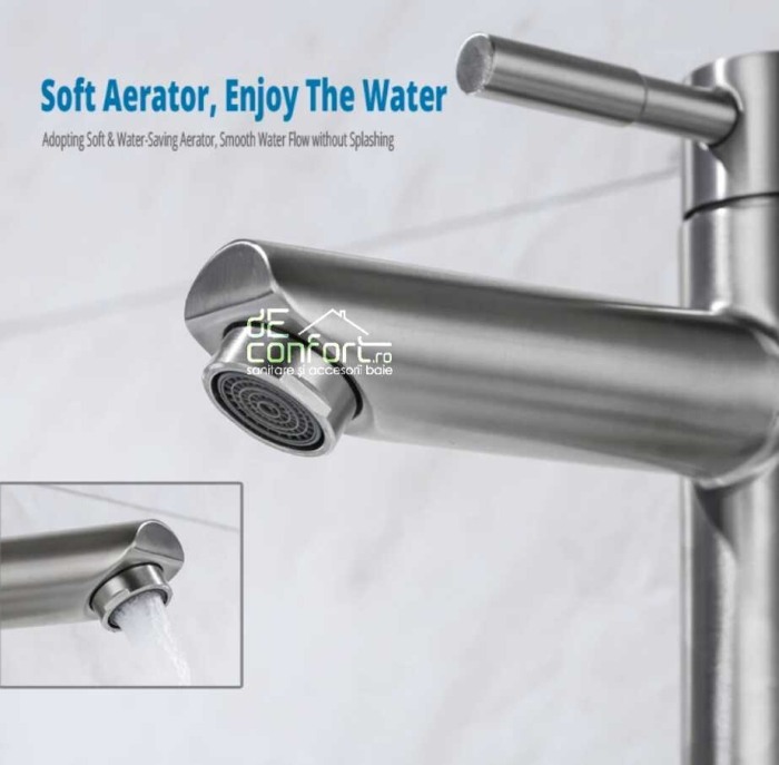 Baterie inalta inox montare blat langa chiuveta Tube pipa fixa [4]