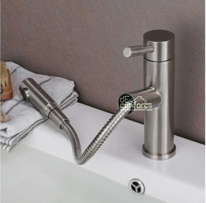 Baterie inox dus extractabil montare lavoar jet apa unic [5]