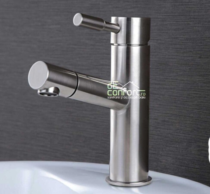 Baterie inox dus extractabil montare lavoar jet apa unic [2]