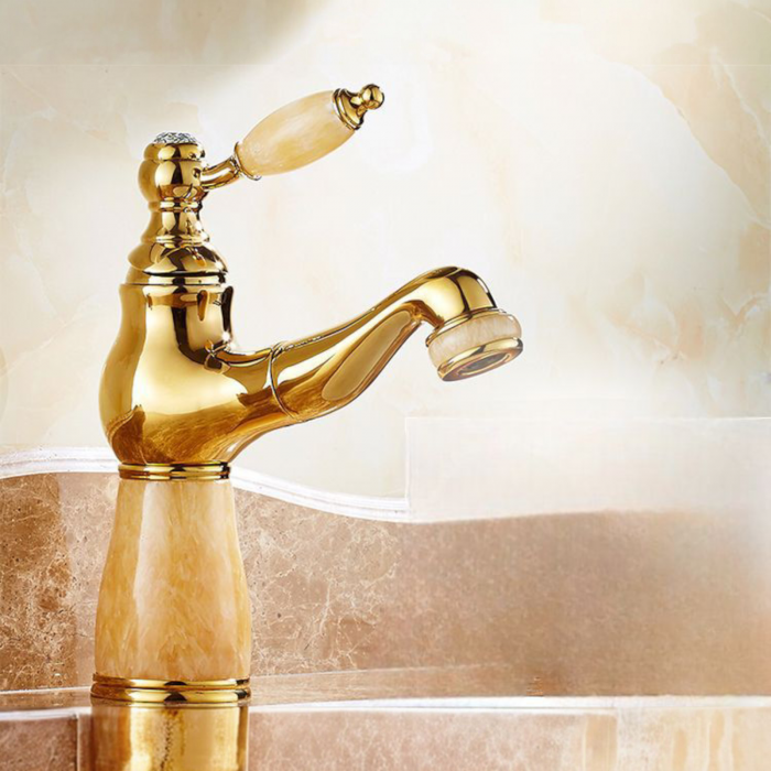 Baterie lavoar aurie JADE Gold corp piatra cu dus extractabil [3]