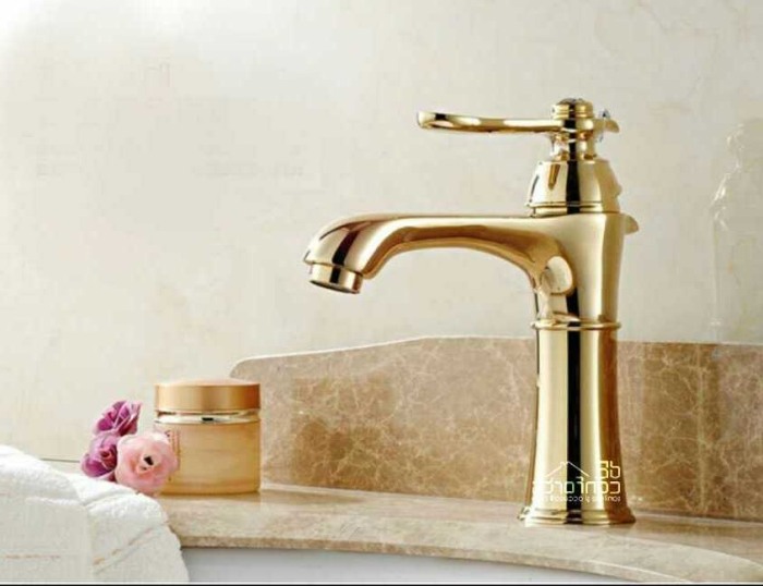 Baterie lavoar bronz auriu pipa fixa Nera Gold [2]