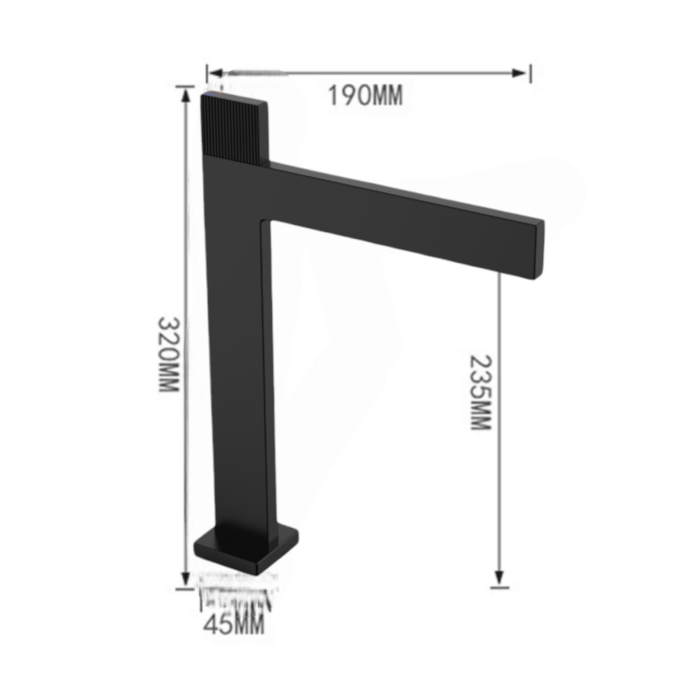 Baterie lavoar inalta negru SLIM montare blat [3]