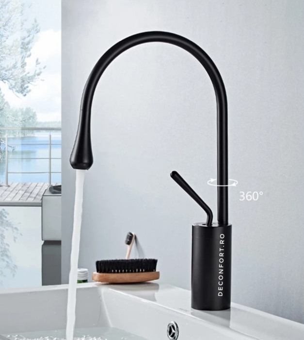 Baterie lavoar negru antichizat lebada inaltime medie DROP [2]