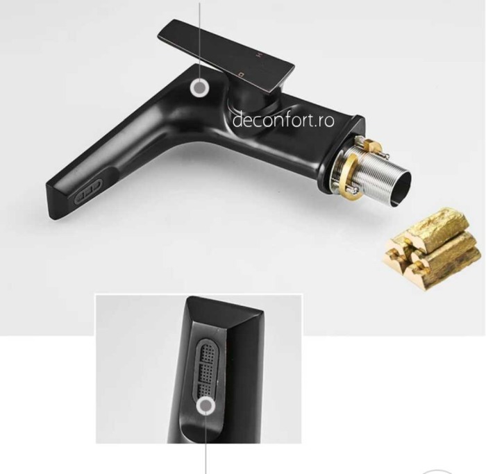 Baterie lavoar negru antichizat pentru chiuveta baie Moss Dark [6]