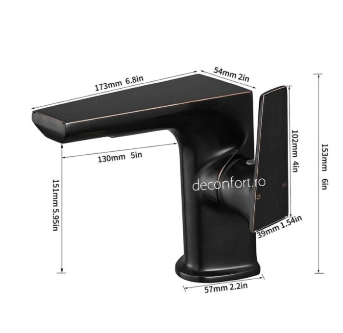 Baterie lavoar negru antichizat pentru chiuveta baie Moss Dark [4]