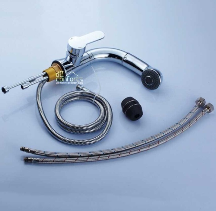 Baterie lavoar para dus extractabila montare chiuveta Venus cromat lucios cu doua tipuri de jet [5]