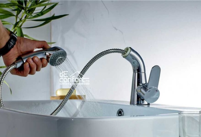 Baterie lavoar para dus extractabila montare chiuveta Venus cromat lucios cu doua tipuri de jet [2]