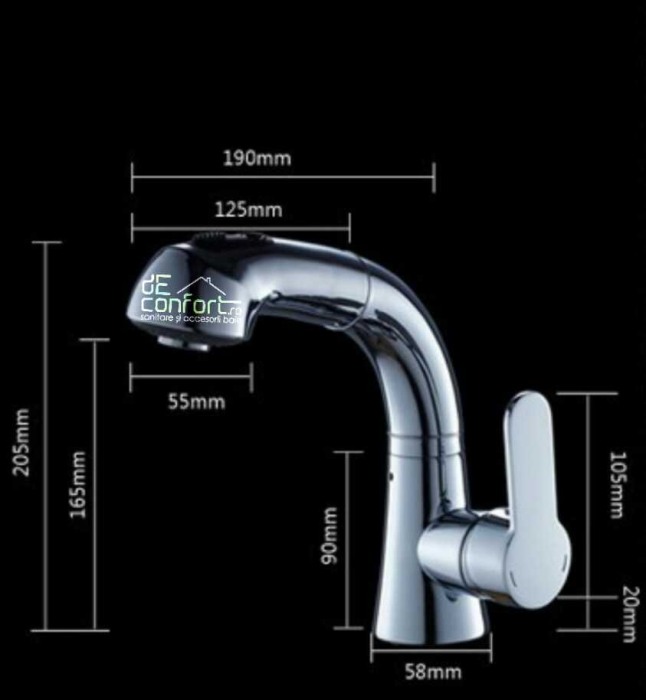 Baterie lavoar para dus extractabila montare chiuveta Venus cromat lucios cu doua tipuri de jet [3]