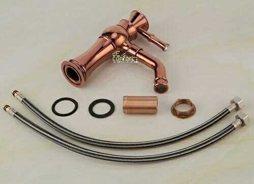 Baterie lavoar Rose Gold Benin cu pipa rotativa apa calda-rece [3]