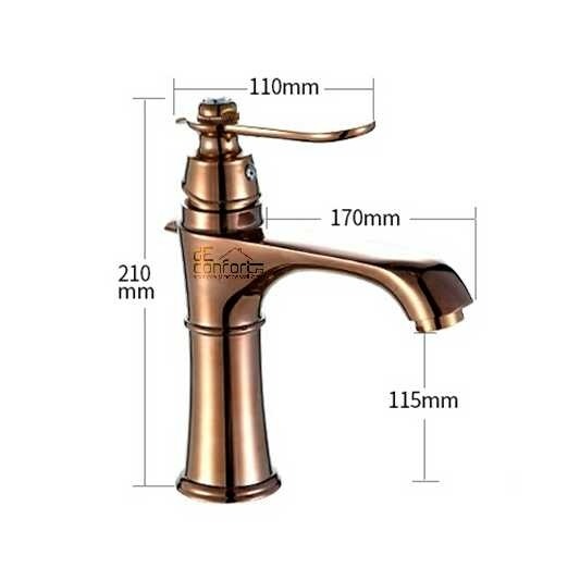 Baterie lavoar roz auriu pipa fixa Nera Rose Gold [4]