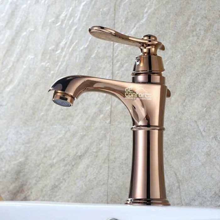 Baterie lavoar roz auriu pipa fixa Nera Rose Gold [2]