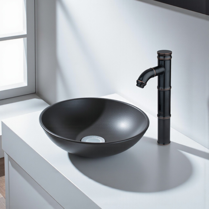 Baterie lavoar senzor inalta negru antichizat Soweto functionare automata [2]