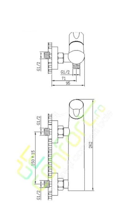 Baterie LYRA montare cabina dus aspect cromat design cilindric-liniar [2]