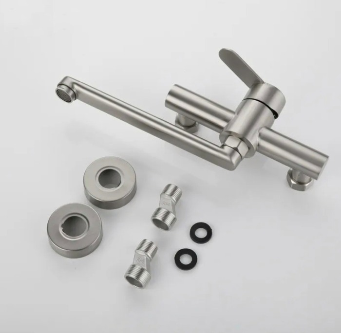 Baterie perete inox cromat pipa lunga Steel [2]