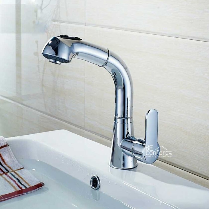 Baterie salon dus extractabil doua functii Venus cromat montare blat langa lavoar [3]