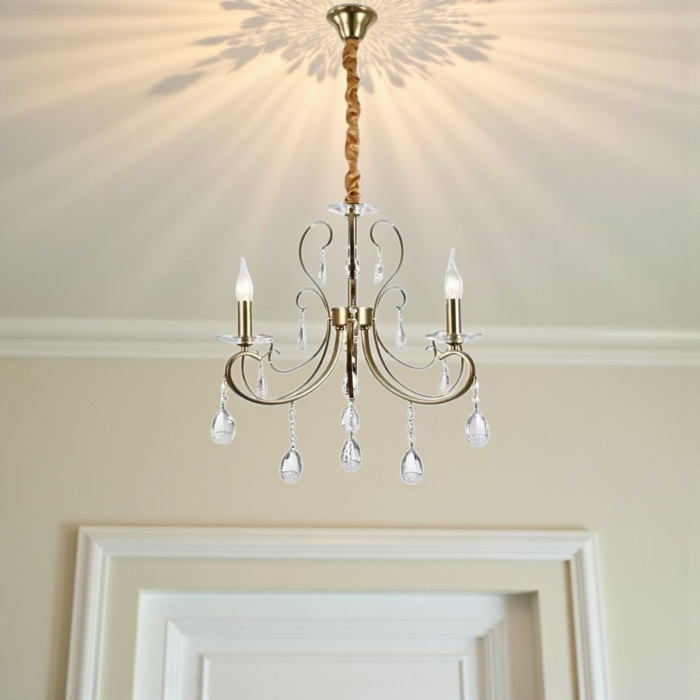 Candelabru 3 brate E14 auriu inaltime reglabila [2]