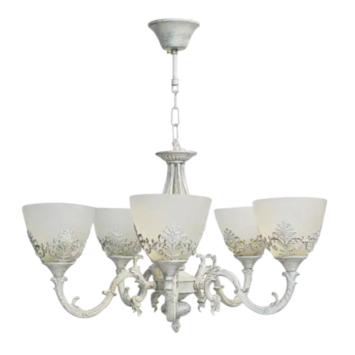 Candelabru 5 brate alb antichizat COTTAGE E27 [1]