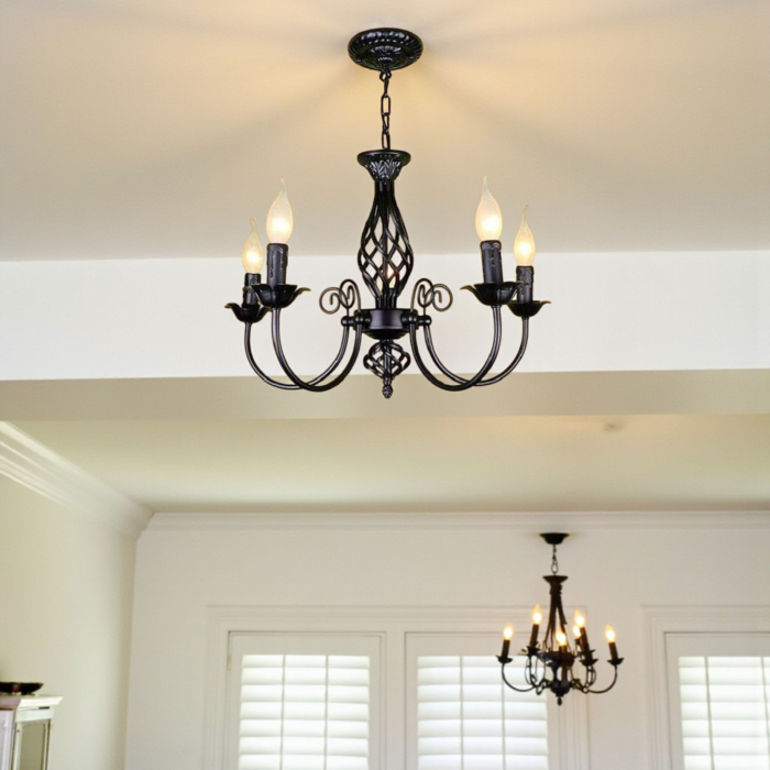 Candelabru 5 brate negru E14 inaltime reglabile Perla [2]