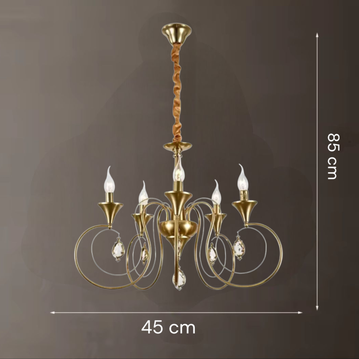 Candelabru Cristal 5xE14 auriu inaltime reglabila - Frederick [4]
