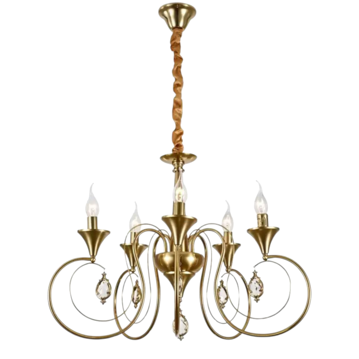 Candelabru Cristal 5xE14 auriu inaltime reglabila - Frederick [1]