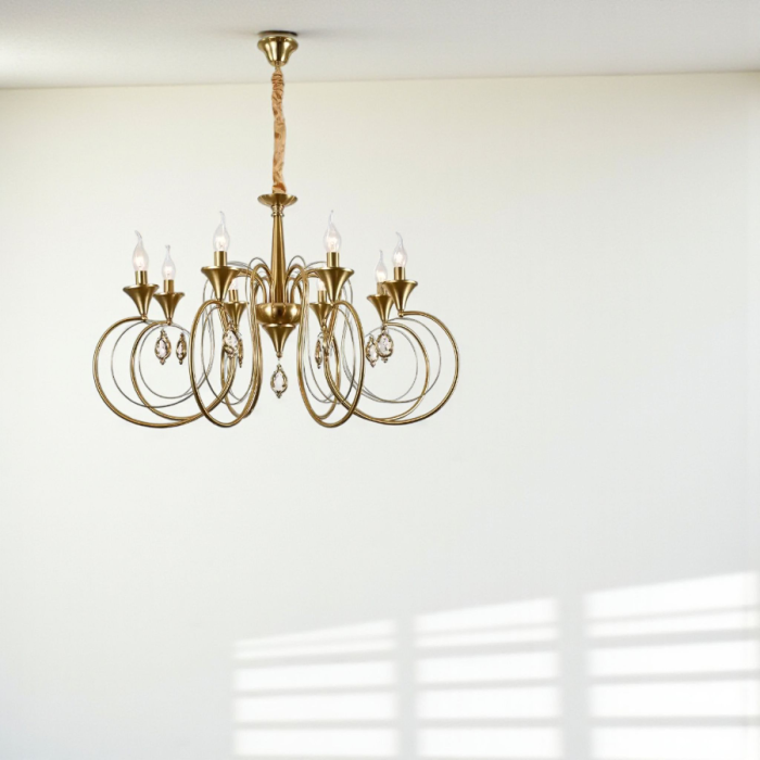 Candelabru cristal 8xE14 auriu inaltime reglabila - Frederick [3]
