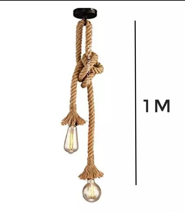 Candelabru franghie aspect retro doua brate dulie e27 fara bec Edison ROPE [3]