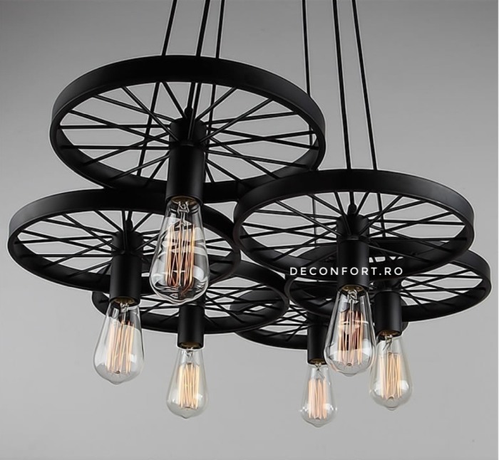 Candelabru led aspect vintage industrial roata 6 brate [1]
