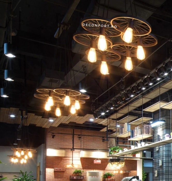 Candelabru led aspect vintage industrial roata 6 brate [6]