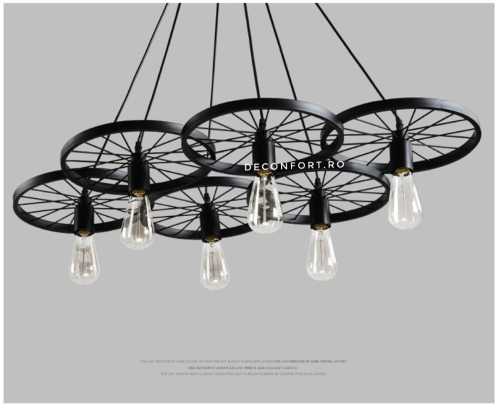 Candelabru led aspect vintage industrial roata 6 brate [2]