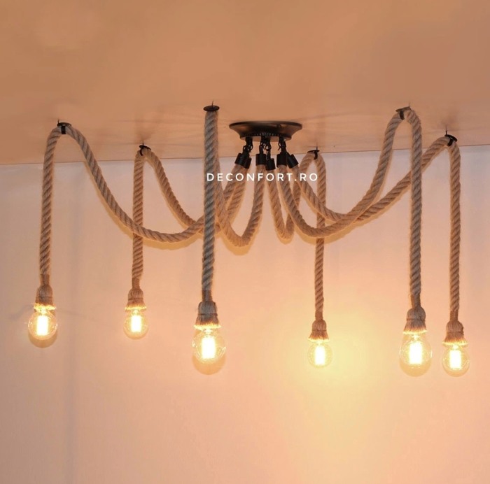 Candelabru sfoara aspect retro 6 brate e27 fara bec Edison [4]