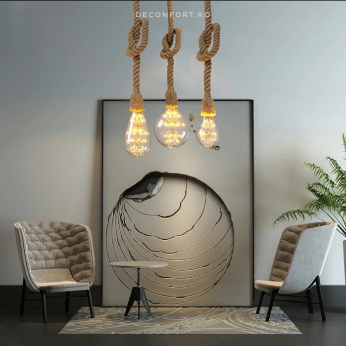 Candelabru sfoara aspect retro un brat dulie e27 fara bec Edison ROPE [3]