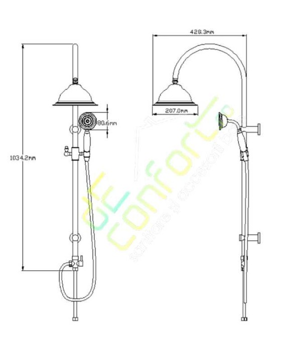 Coloana dus aspect antichizat retro YOLA cu furtun si para dus [2]