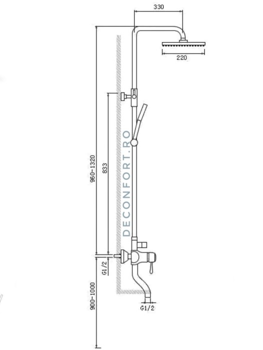 Coloana dus inox SUS304 Starke aspect negru mat retro cu 3 functii para furtun dus [2]