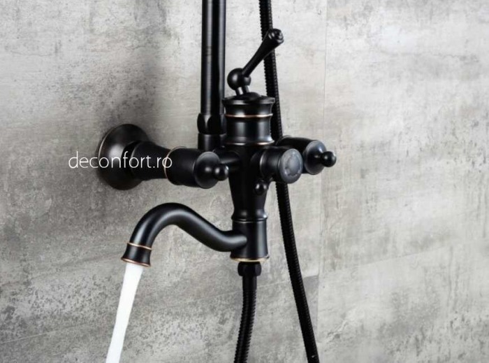 Coloana dus negru antichizat baterie cada si set dus Lavory Dark [4]