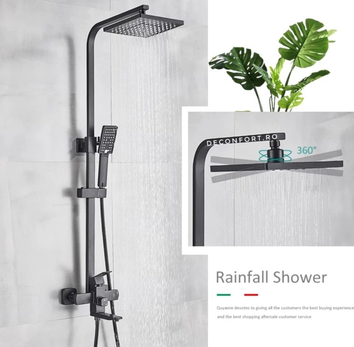 Coloana dus negru antichizat retro Depto 3 functii para furtun dus [2]