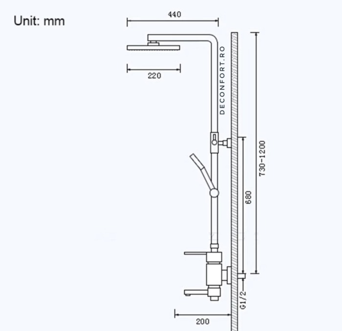Coloana dus negru antichizat retro Depto 3 functii para furtun dus [4]