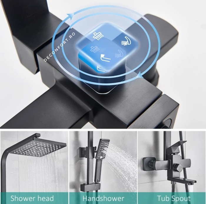 Coloana dus negru antichizat retro Depto 3 functii para furtun dus [3]