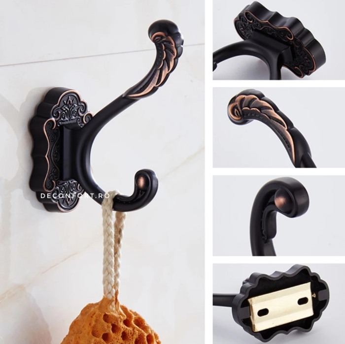 Cuier alama negru antichizat un brat [2]