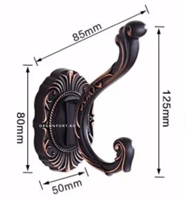 Cuier alama negru antichizat un brat [3]