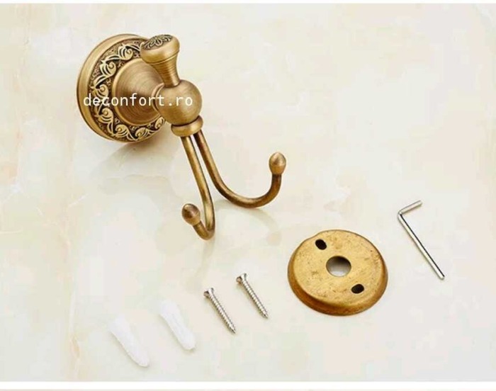 Cuier baie bronz antichizat PRATO cu doua brate [4]