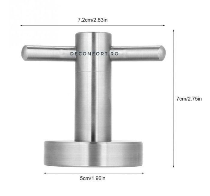 Cuier baie inox satinat cu doua brate STEEL prindere stabila perete [3]